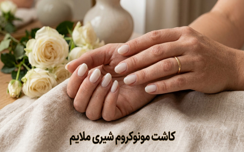 کاشت ناخن مونوکروم شیری
