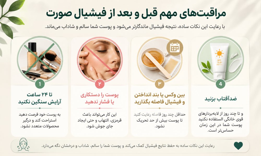 مراقبت های مهم قبل و بعد از فیشیال صورت